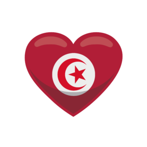 Bügelbild Herz Flagge Tunesien