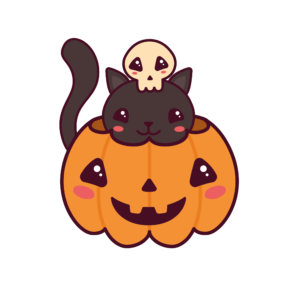 Bügelbild Halloween Cute Pumpkin with cat