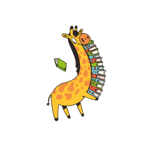 Bügelbild Comic Giraffe mit Bücher