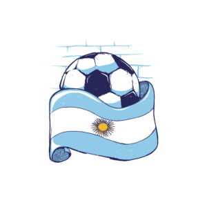 Bügelbild Argentinien Flagge mit Ball