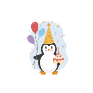 Bügelbild Birthday Pinguin