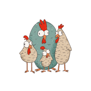 Bügelbild Verrückte Hühner Comic