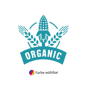 Bügelbild Organic Symbol Label in Wunschfarbe