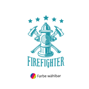 Bügelbild Firefighter mit Sterne in Wunschfarbe